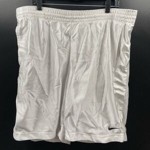 Vintage Nike Shorts Mens Large White Shiny Dazzle Basketball Silky Shorts‎ Y2K